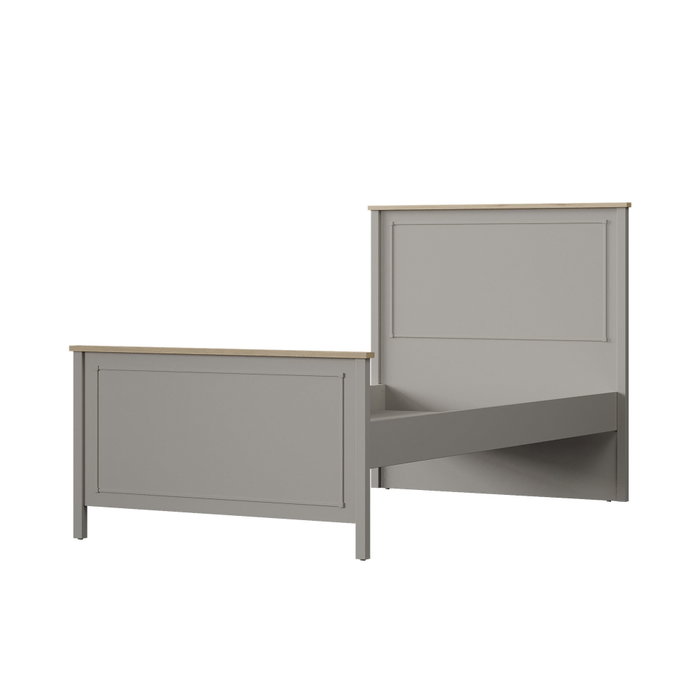 Hanah Home Cama Individual Gris y Roble Hanah Home Cama Individual Gris y Roble